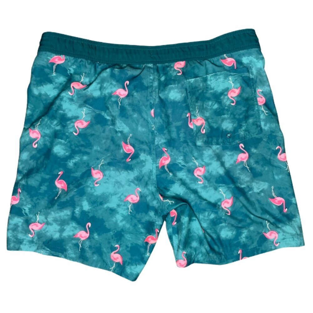 Old Navy Tropical Flamingo Swim Trunks Teal Tie Dye Board Shorts Summer Vibe L - Picture 5 of 13